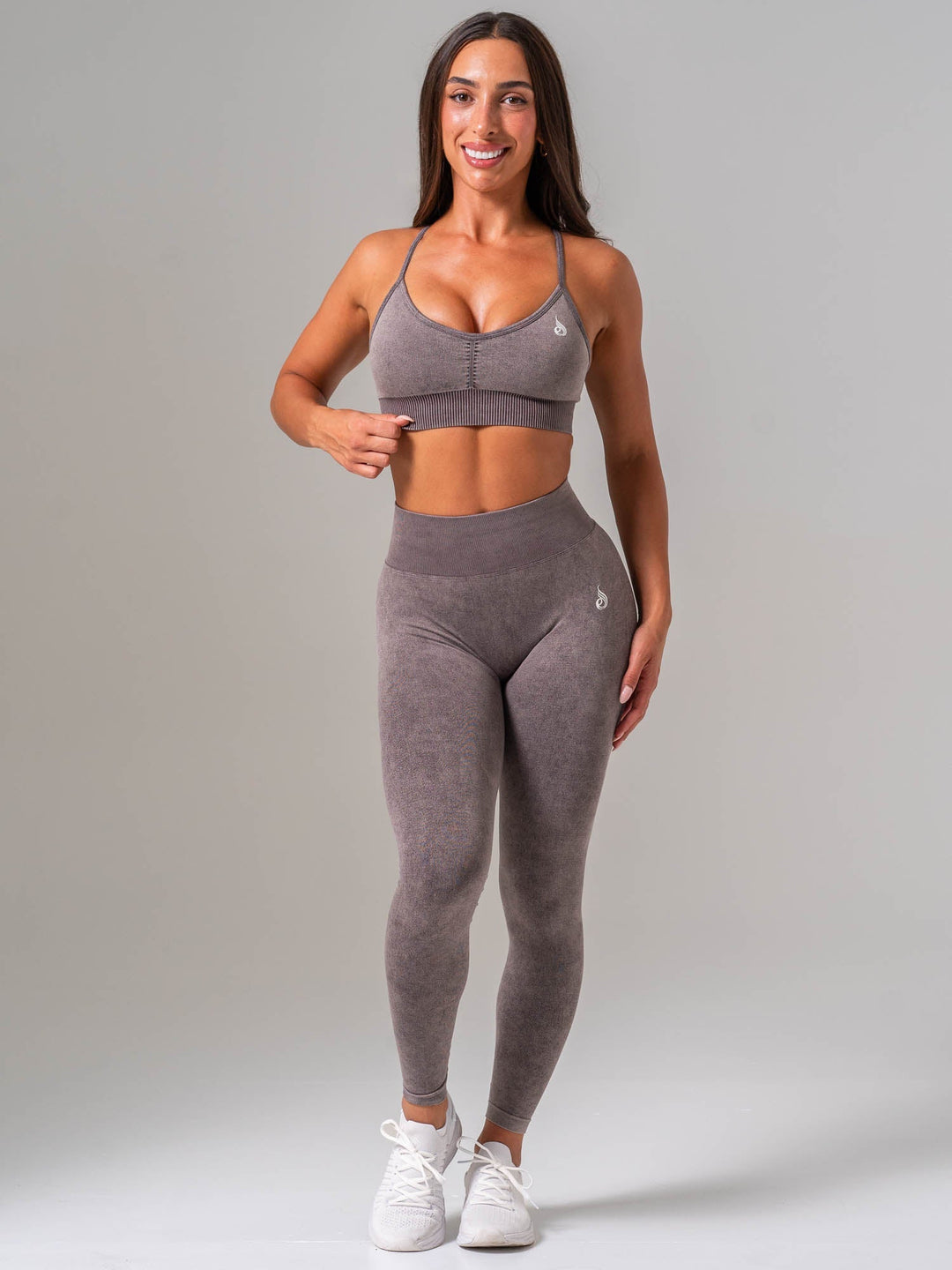 Stonewash Seamless Sports Bra - Cocoa Clothing Ryderwear 