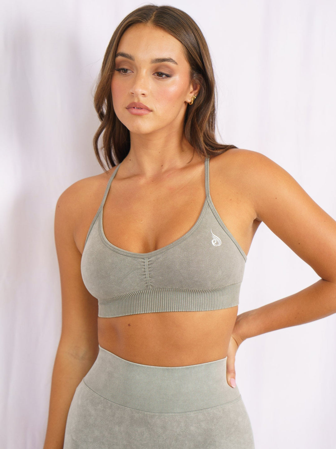 Stonewash Seamless Sports Bra - Khaki Stonewash Clothing Ryderwear 