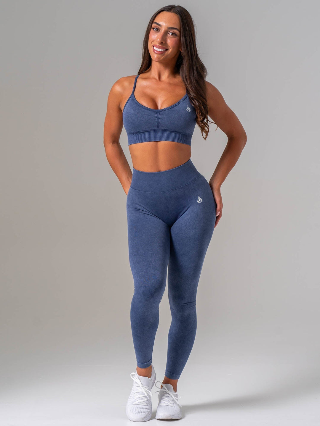 Stonewash Seamless Sports Bra - Navy Stonewash Clothing Ryderwear 