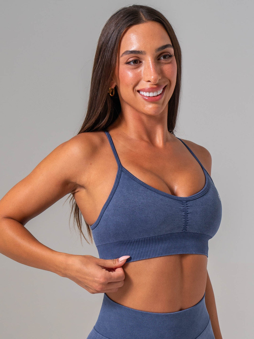 Stonewash Seamless Sports Bra - Navy Stonewash Clothing Ryderwear 