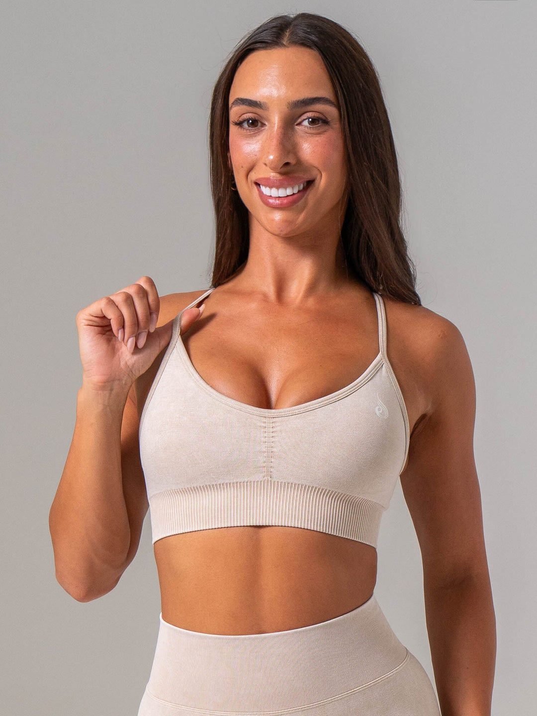 Stonewash Seamless Sports Bra - Oatmeal Clothing Ryderwear 