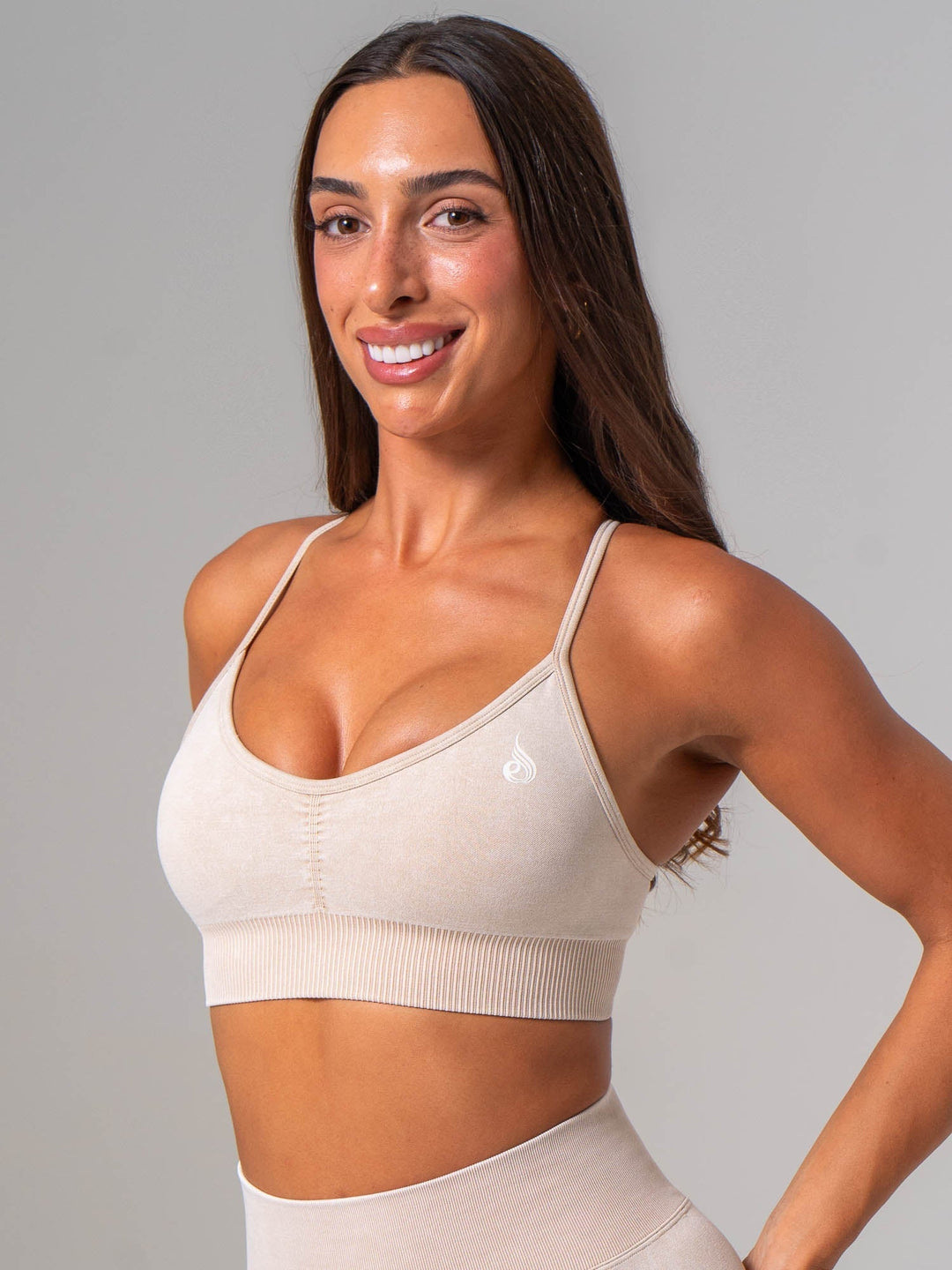Stonewash Seamless Sports Bra - Oatmeal Clothing Ryderwear 
