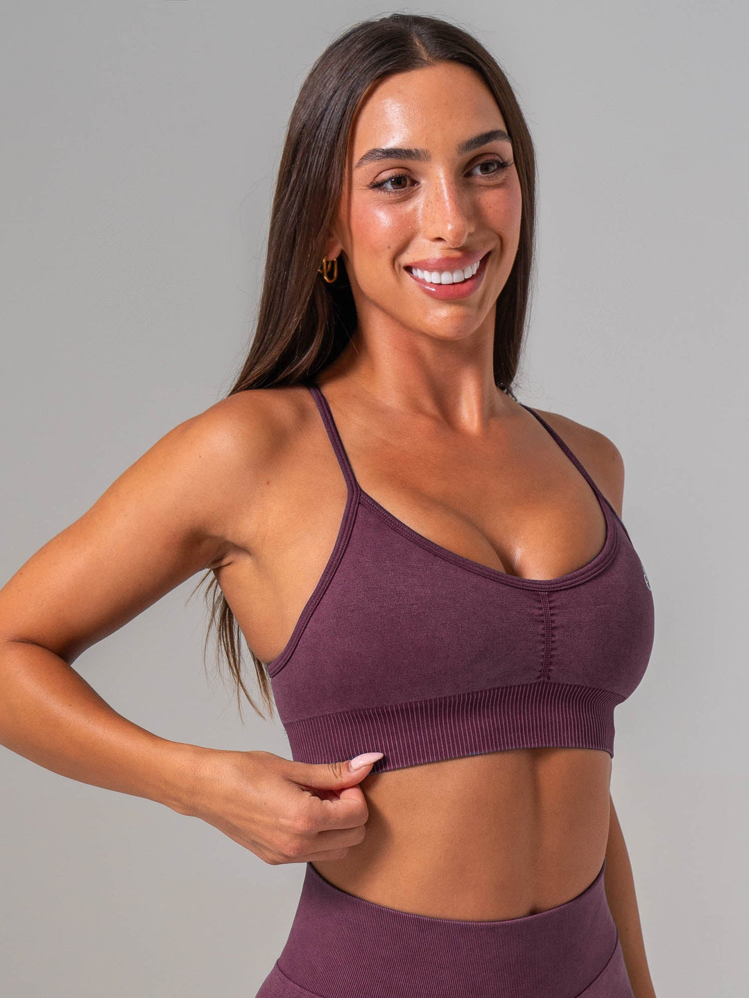Stonewash Seamless Sports Bra - Plum Clothing Ryderwear 