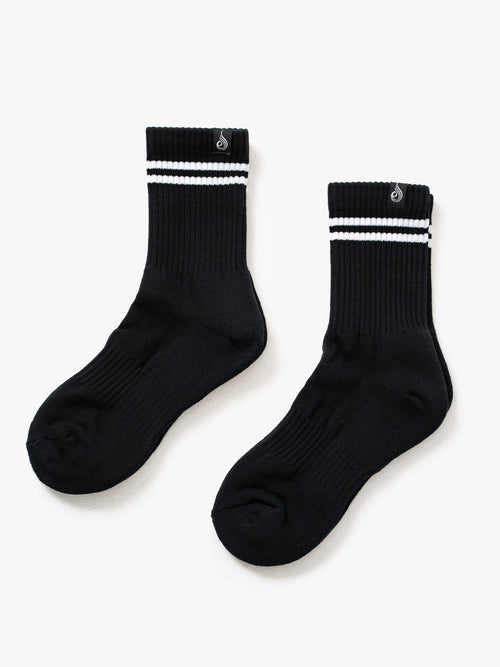 Stripe Crew Socks Black