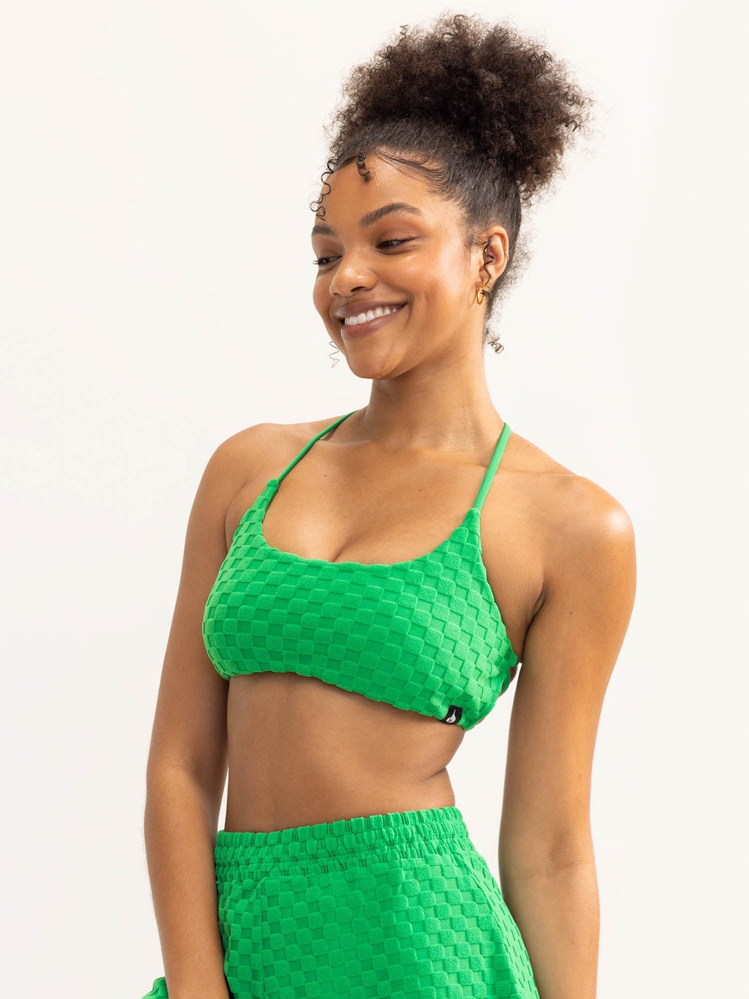 Terry Towelling Sports Crop - Green Clothing Ryderwear 