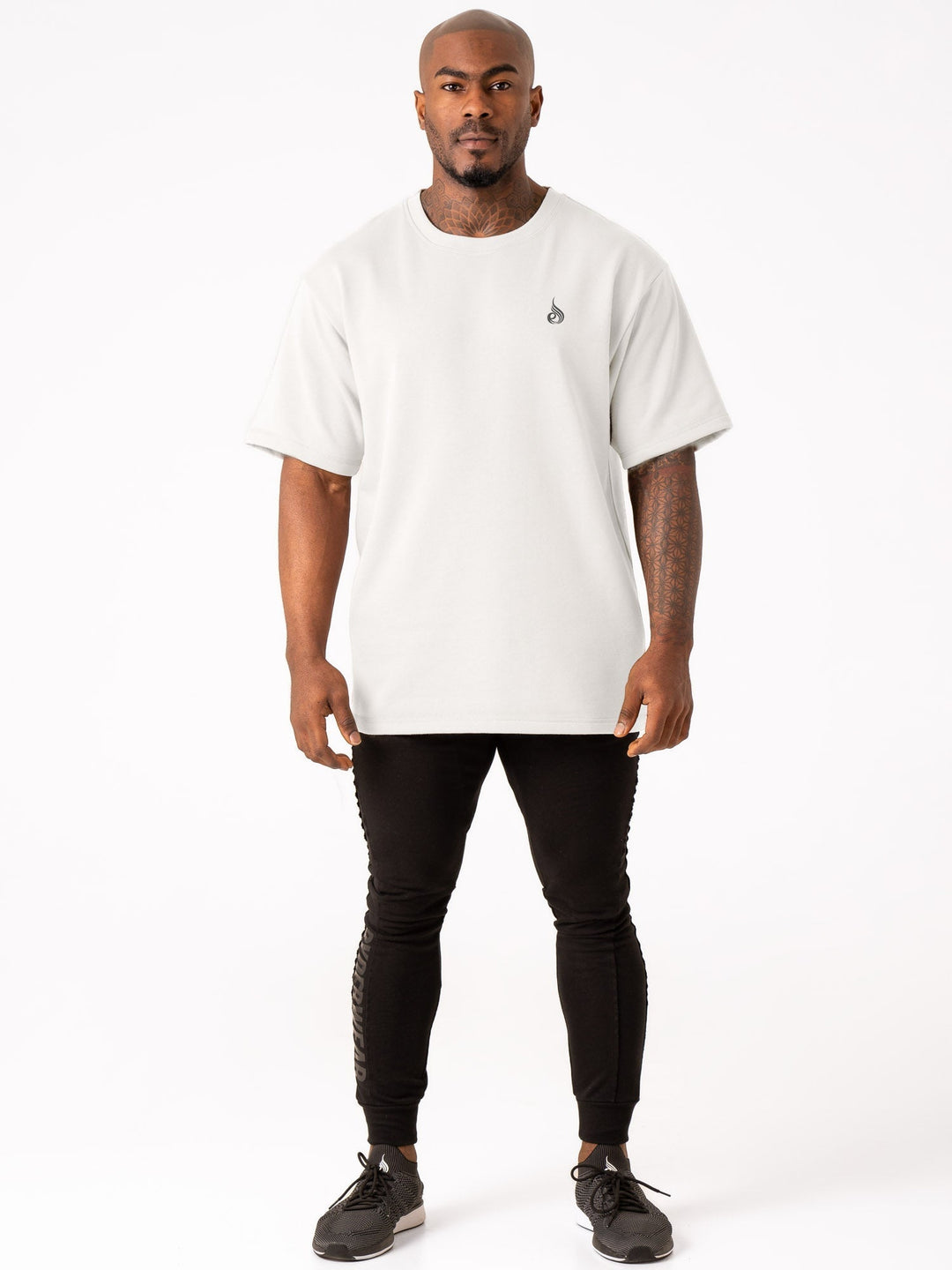 Throwback Fleece Oversized T-Shirt - White Clothing Ryderwear 