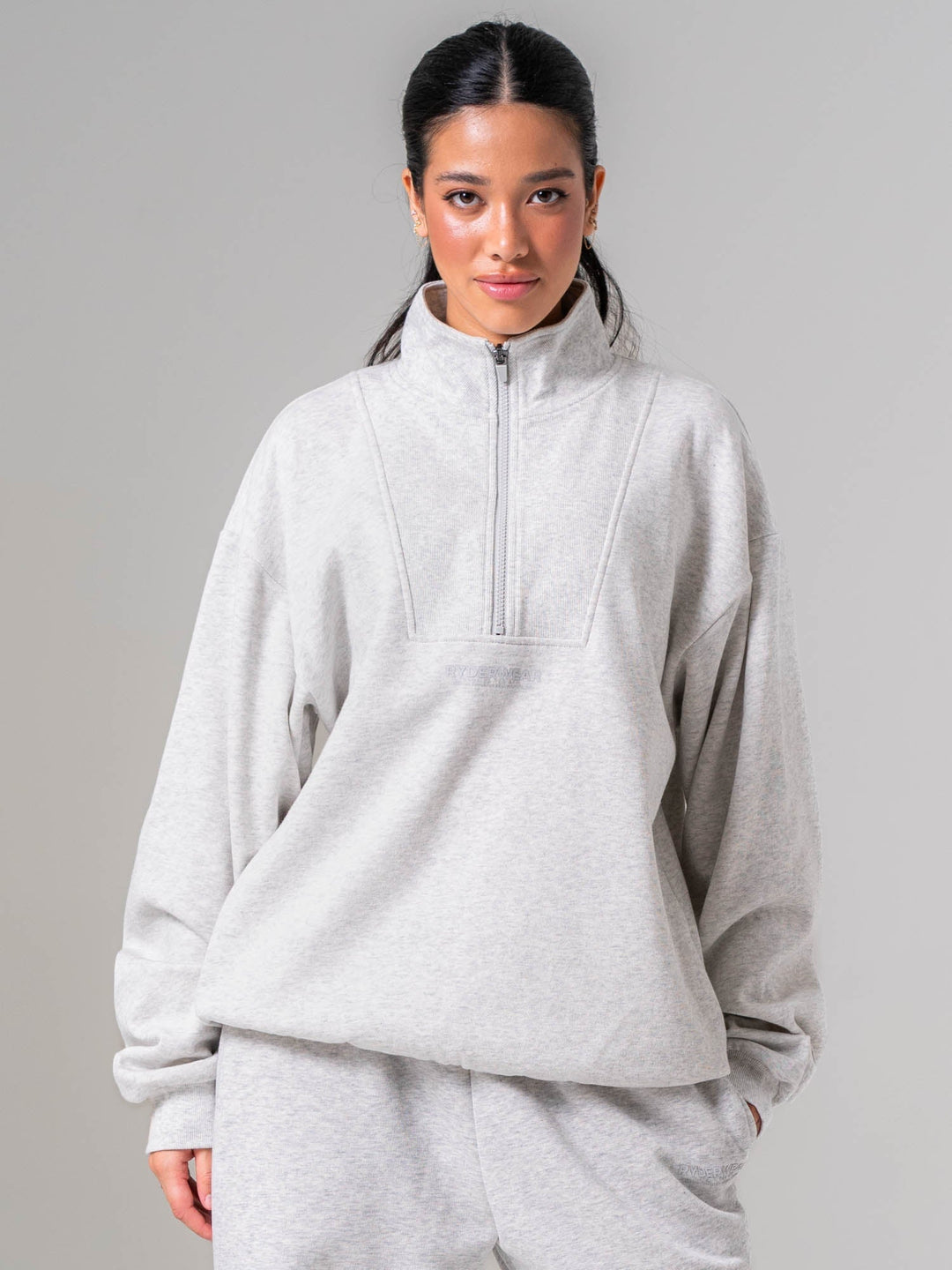 Unisex Fleece Half Zip - Snow Marle Clothing Ryderwear 