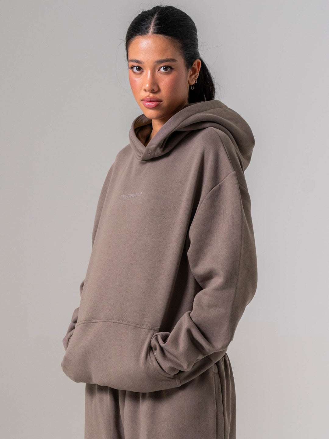 Unisex Fleece Hoodie - Deep Taupe Clothing Ryderwear 