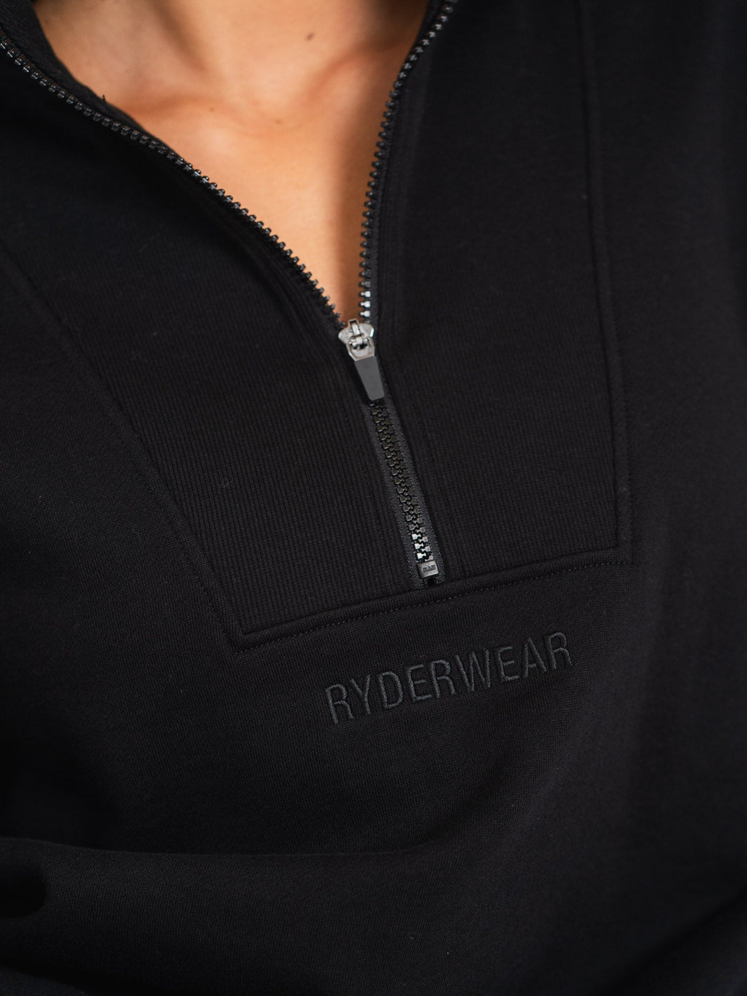 Unisex Half Zip Jumper - Black Clothing Ryderwear 