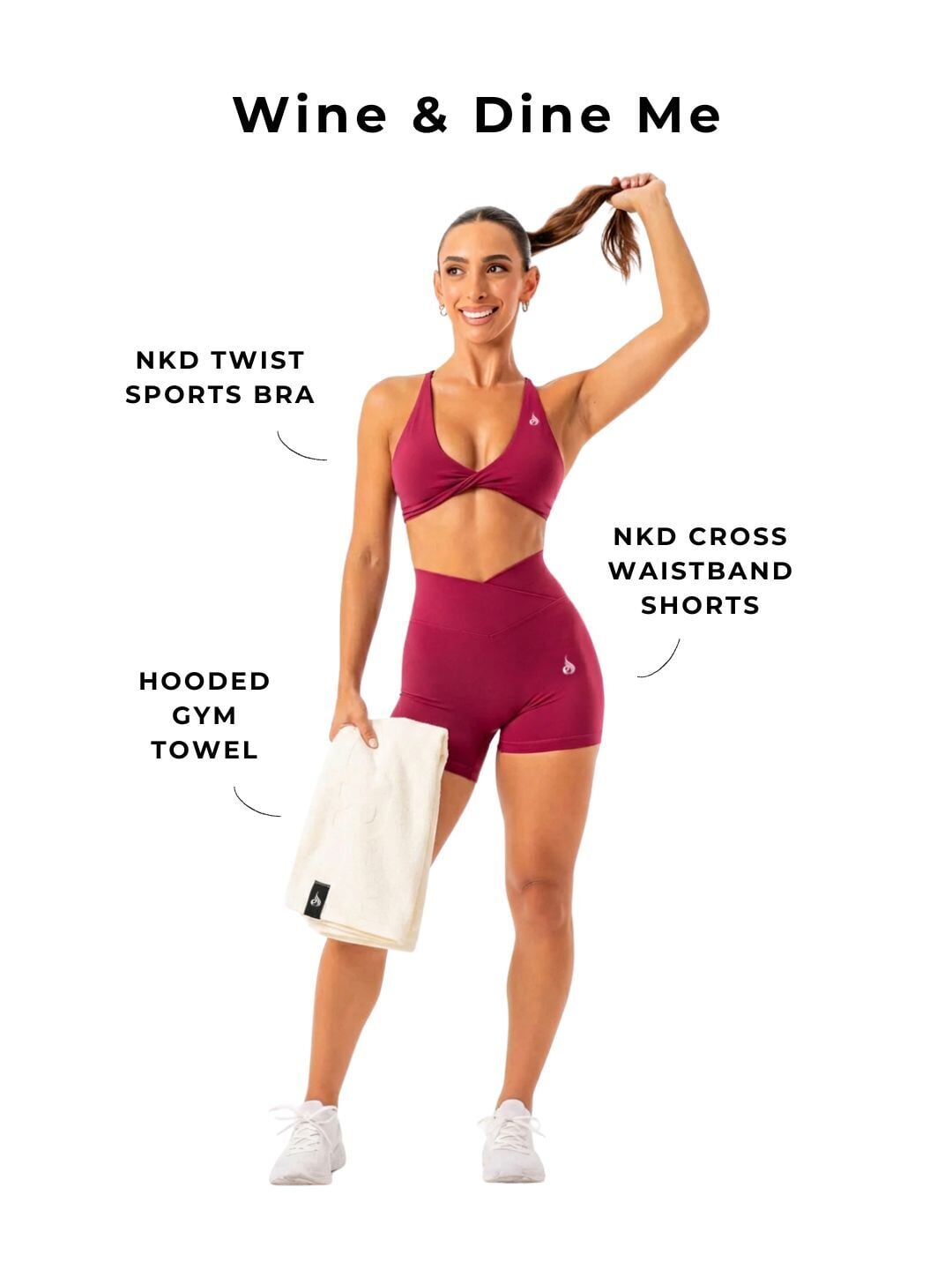 Wine And Dine Me - Sports Bra • Shorts • Gym Towel Ryderwear 