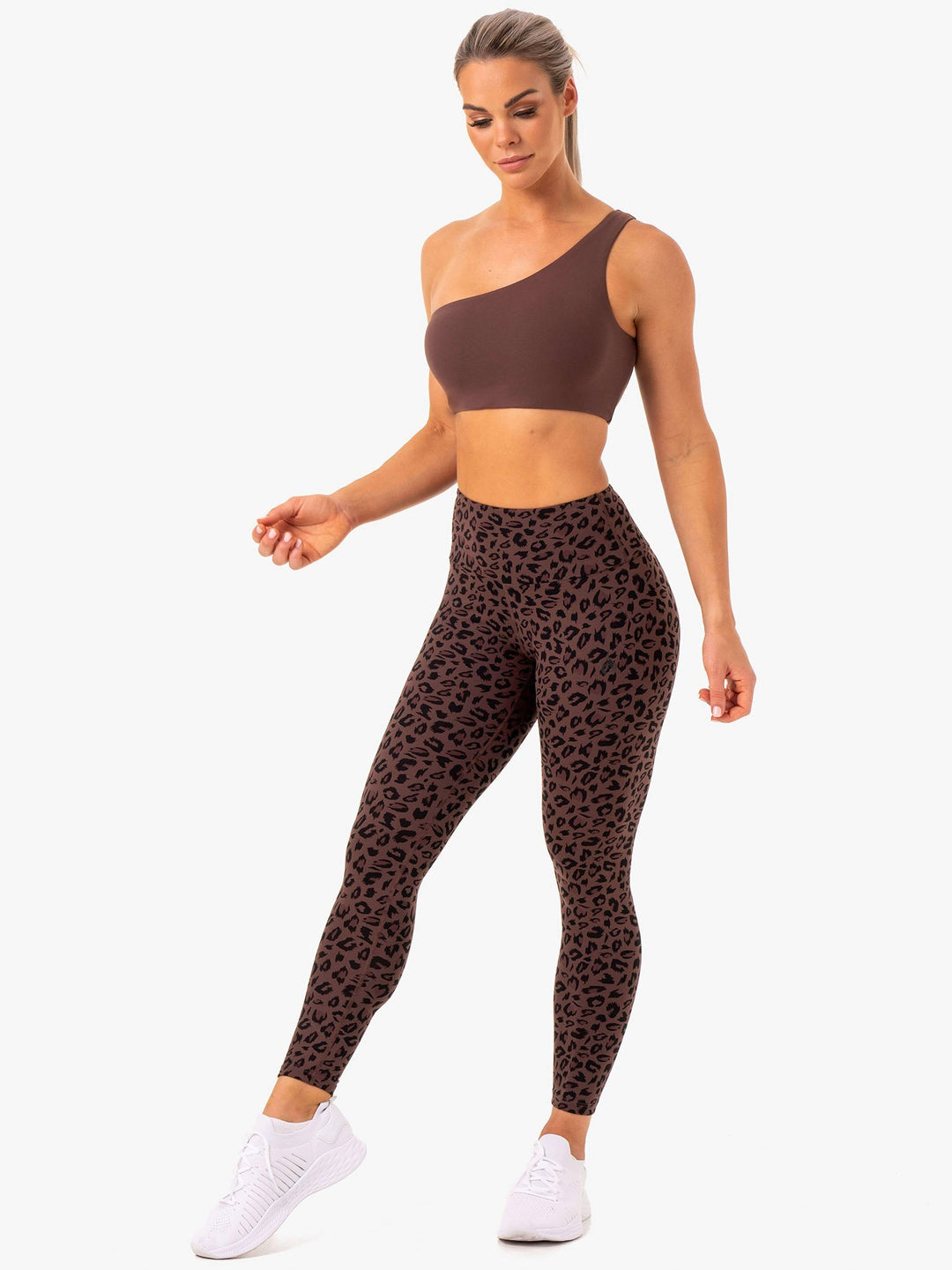 Adapt High Waisted Scrunch Leggings - Chocolate Leopard Clothing Ryderwear 