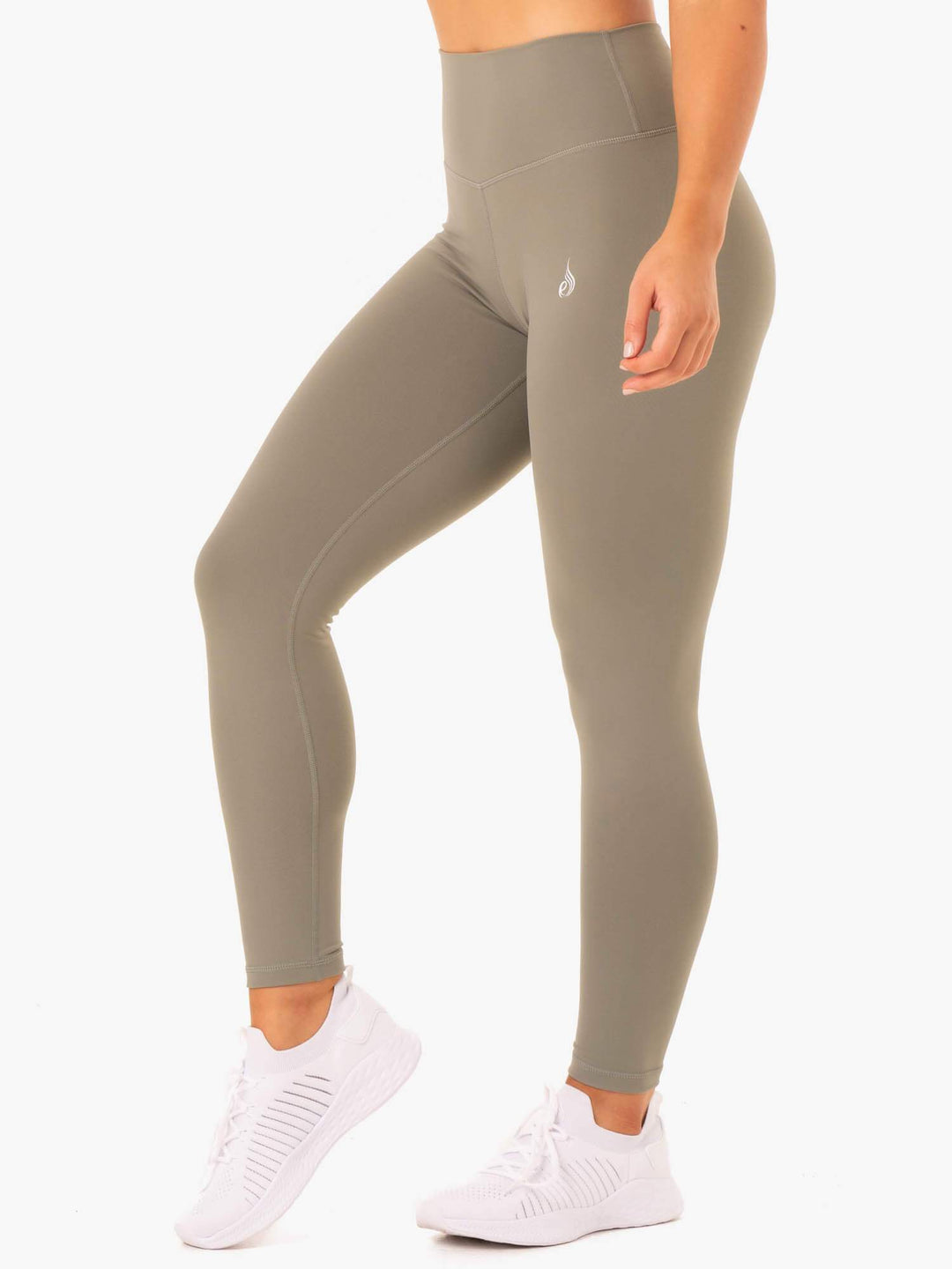 Base Full Length High Waisted Leggings - Khaki Clothing Ryderwear 