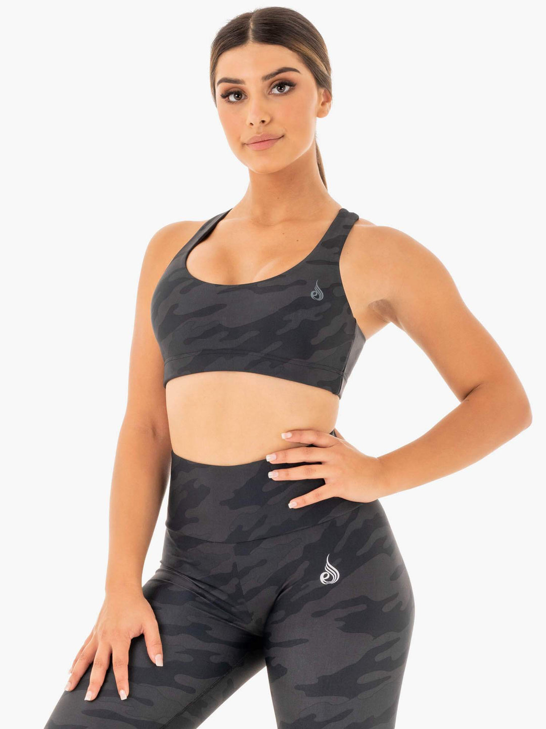 Camo Sports Bra - Black Camo Clothing Ryderwear