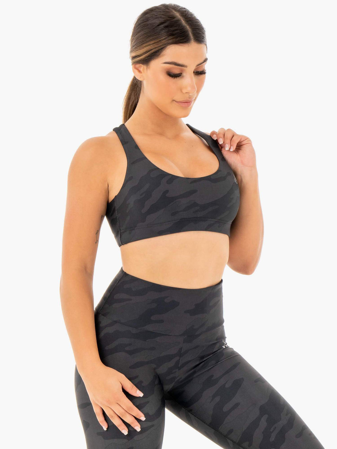 Camo Sports Bra - Black Camo Clothing Ryderwear