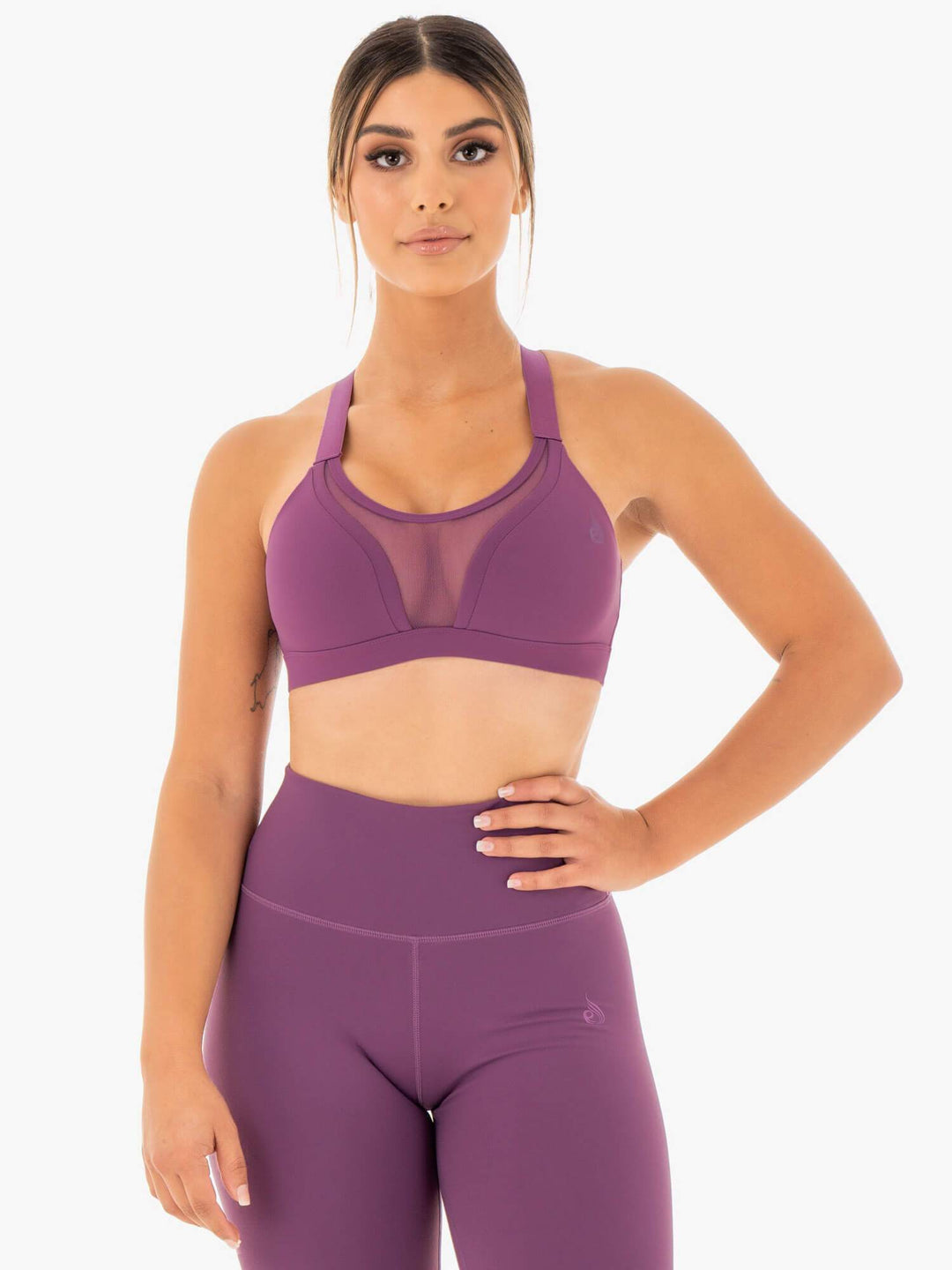 Collide Mesh Contour Sports Bra - Purple Clothing Ryderwear 