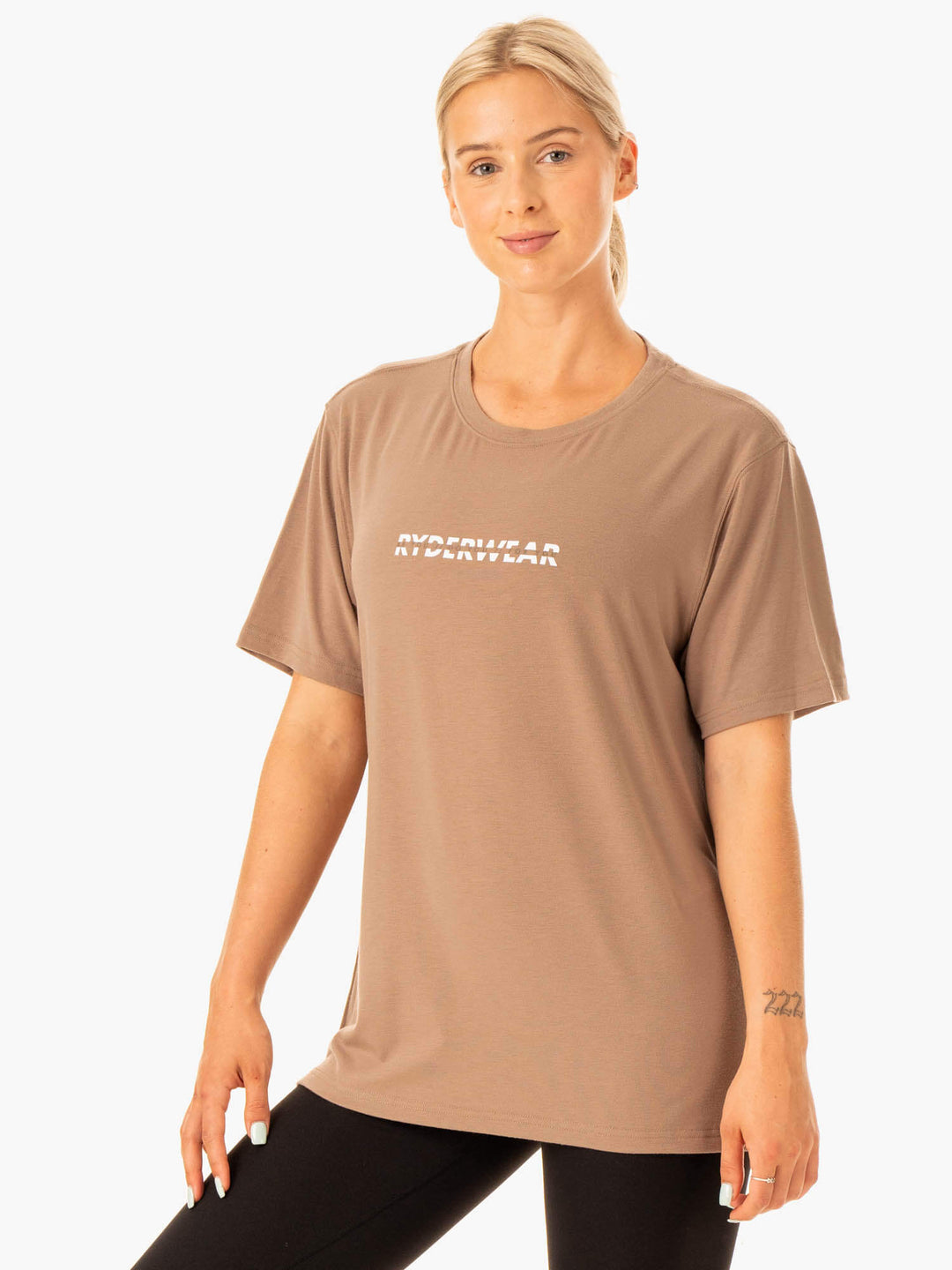 Edit Longline T-Shirt - Latte Clothing Ryderwear 