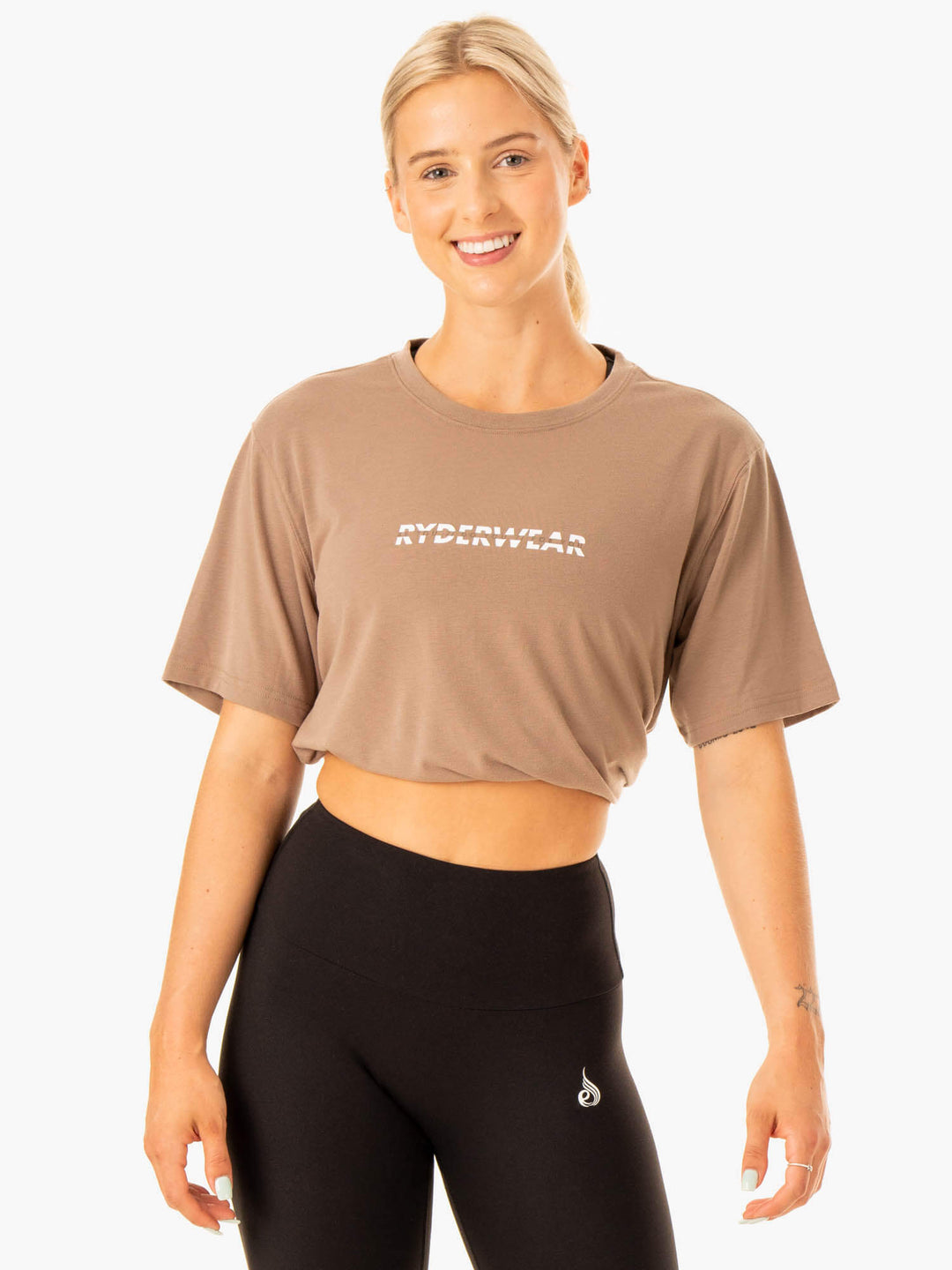 Edit Longline T-Shirt - Latte Clothing Ryderwear 