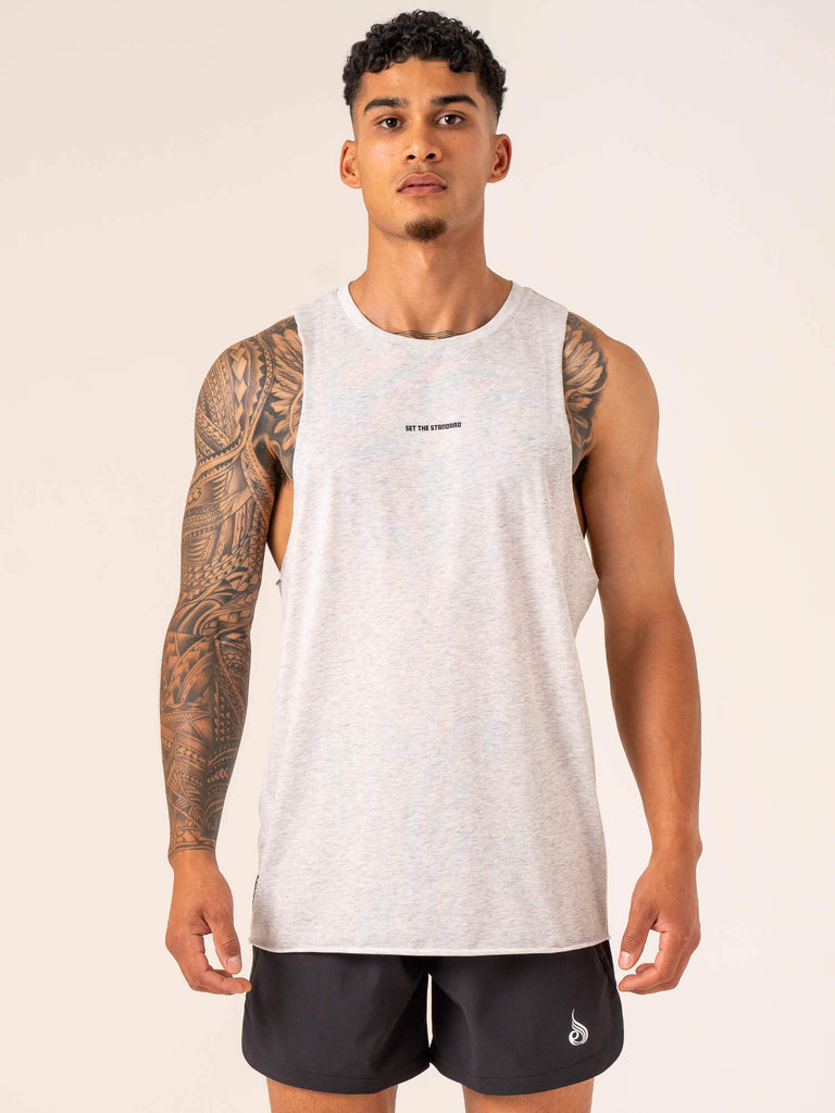 Emerge Drop Armhole Tank - Snow Grey Marl - Ryderwear