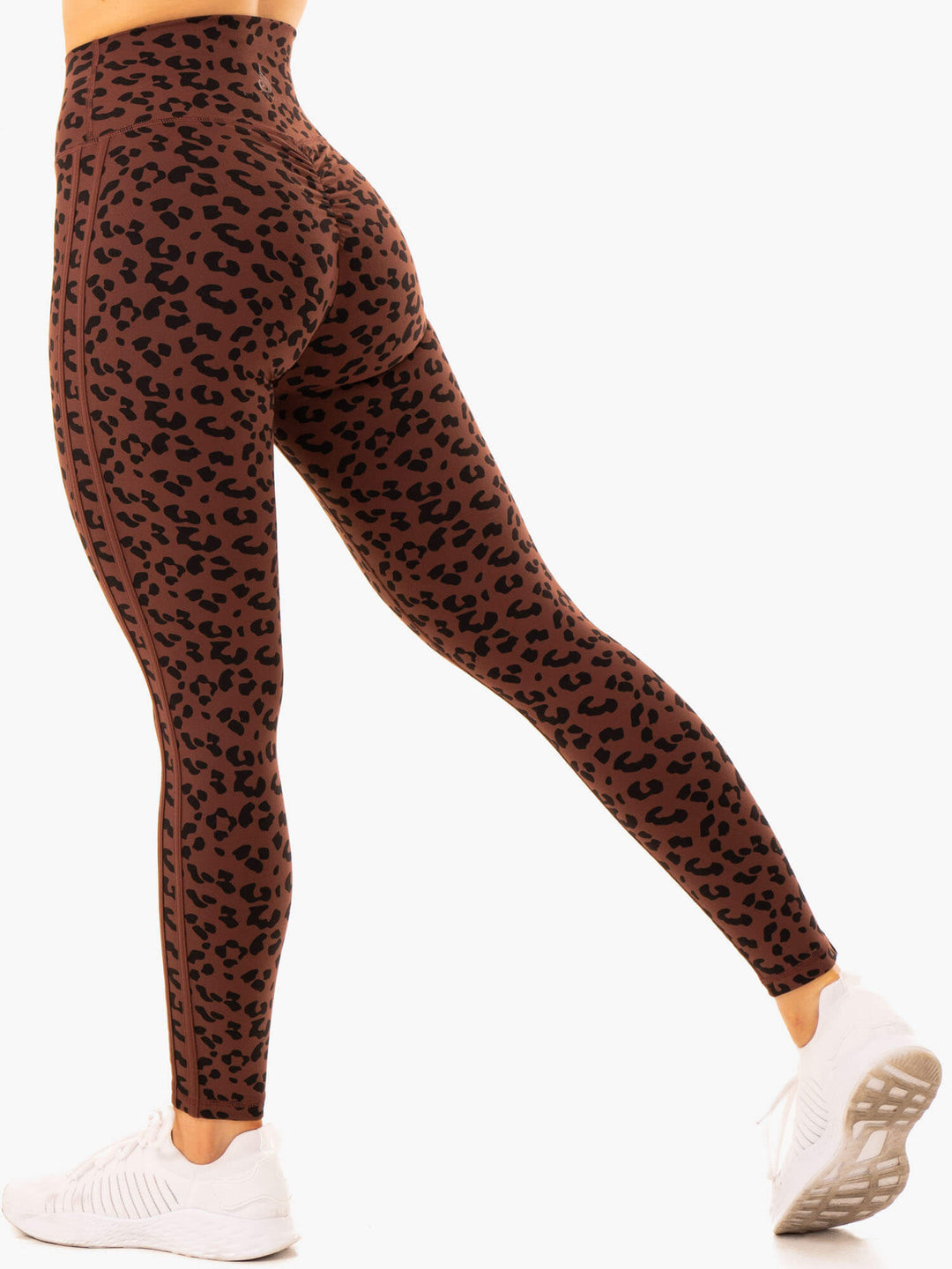 Evolution High Waisted Scrunch Leggings - Chocolate Leopard Clothing Ryderwear 