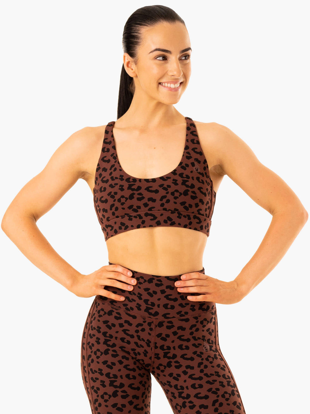 Evolution Sports Bra - Chocolate Leopard Clothing Ryderwear