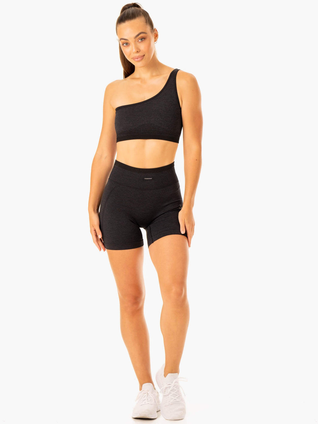 Excel Seamless High Waisted Shorts - Black Marl Clothing Ryderwear 