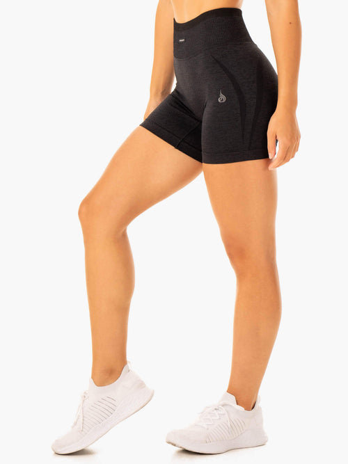 Excel Seamless High Waisted Shorts Black Marl