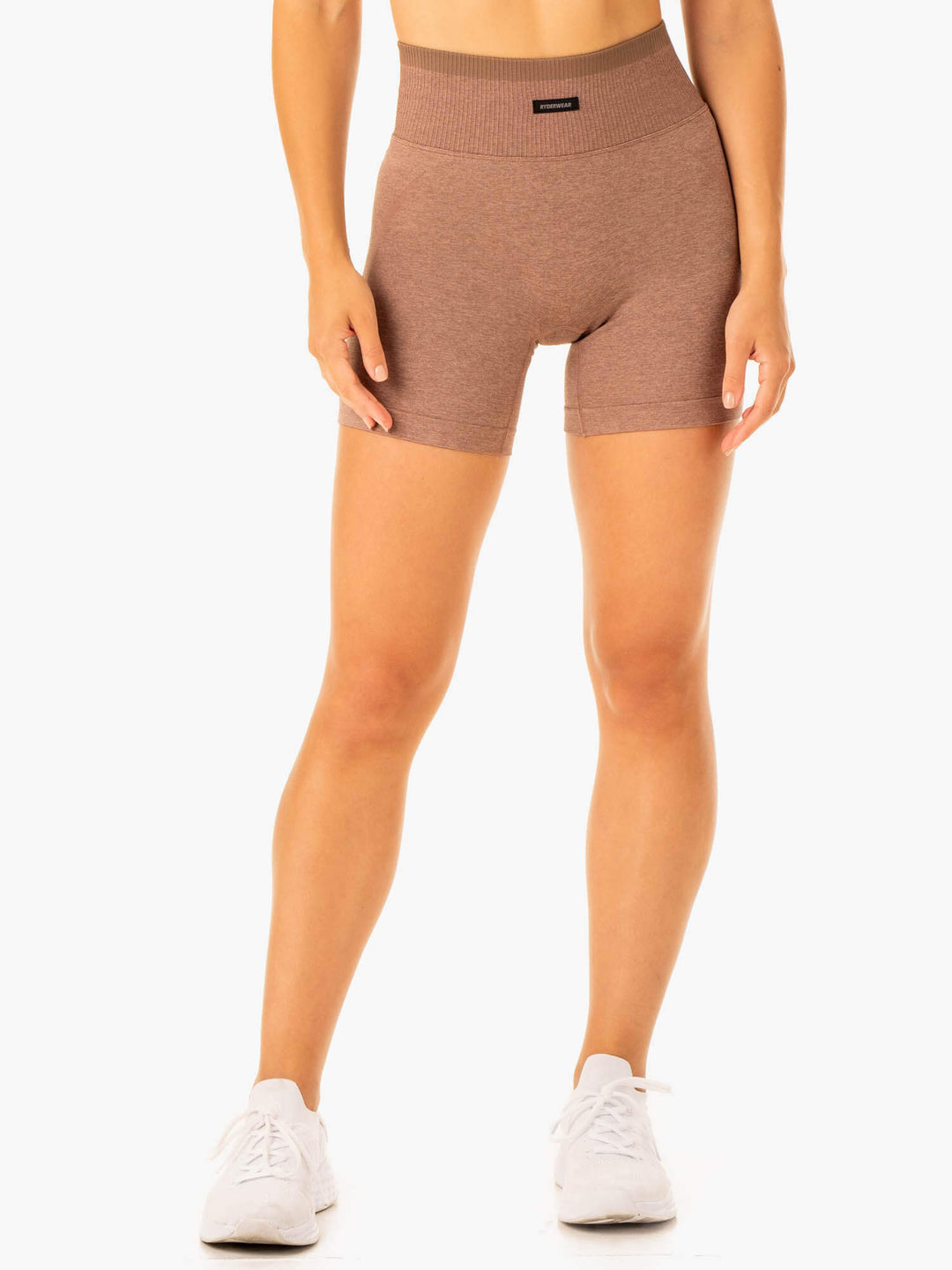 Excel Seamless High Waisted Shorts - Mocha Marl Clothing Ryderwear 