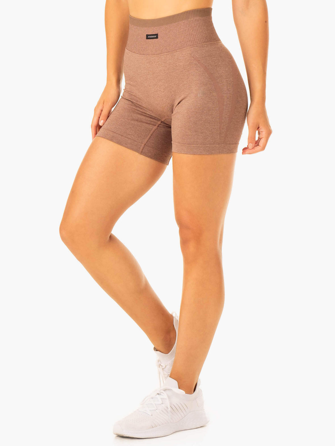Excel Seamless High Waisted Shorts - Mocha Marl Clothing Ryderwear 