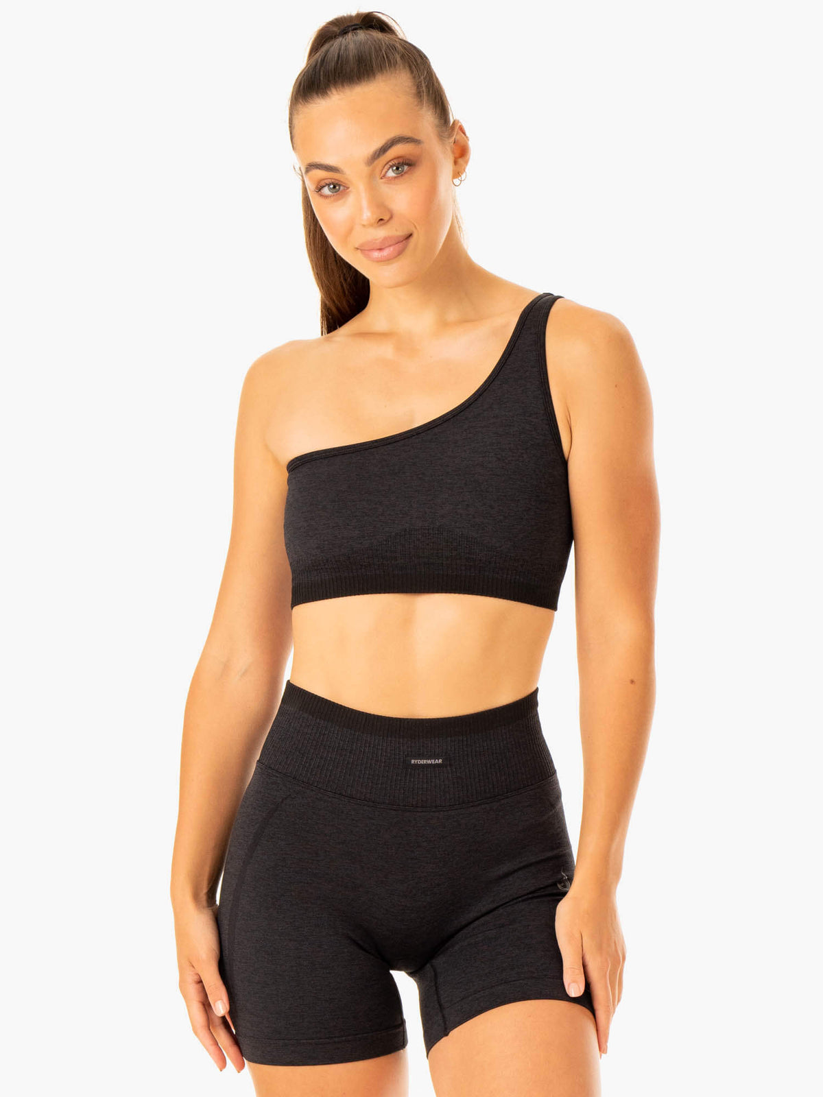 Excel Seamless One Shoulder Sports Bra Marl