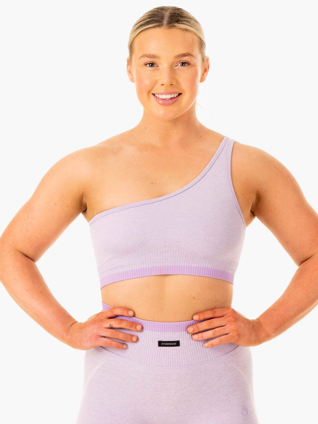 Excel Seamless One Shoulder Sports Bra - Lavender Marl Clothing Ryderwear 