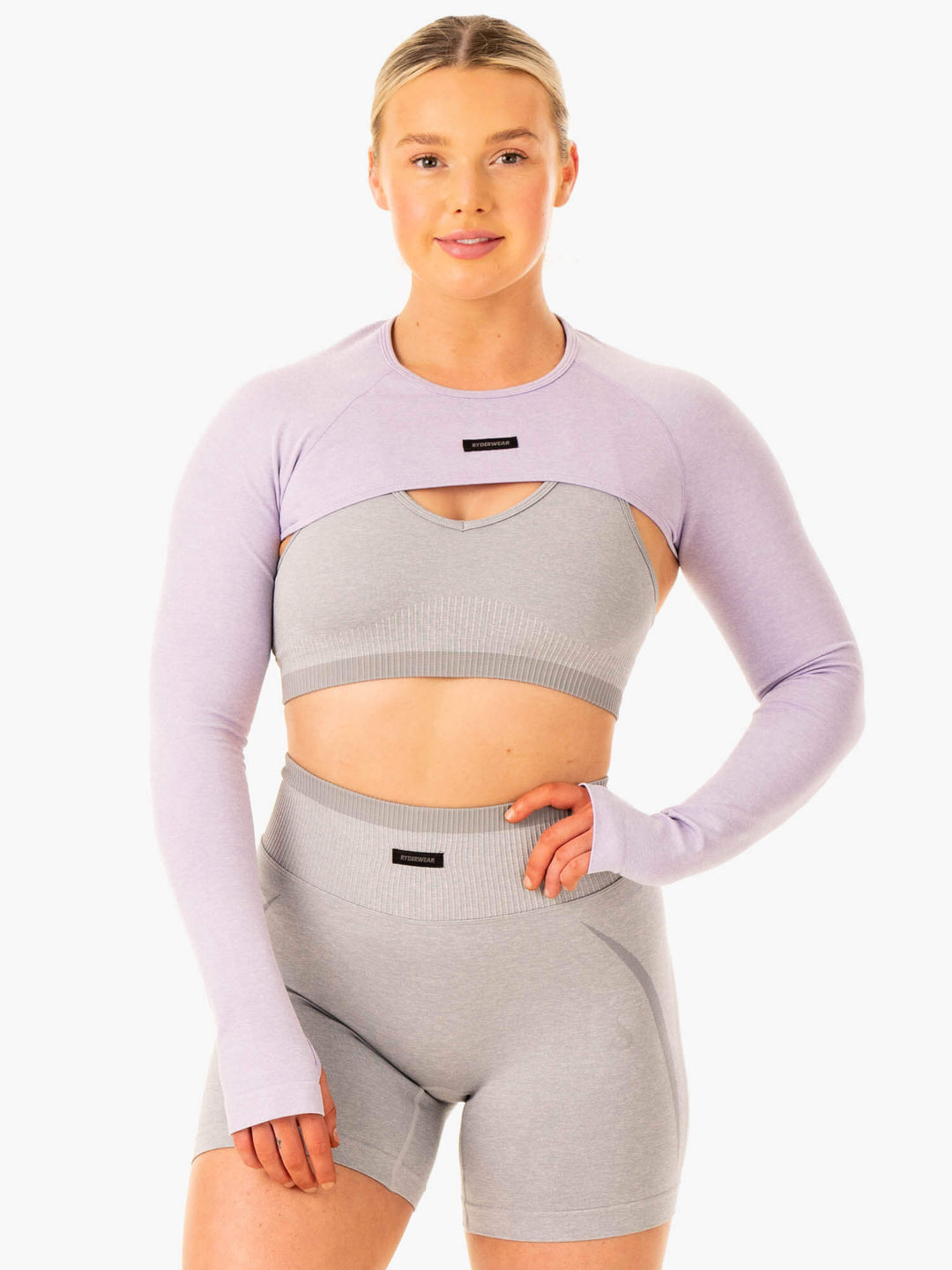 Excel Seamless Super Crop - Lavender Marl Clothing Ryderwear 