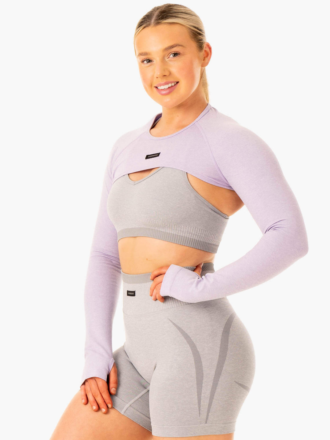 Excel Seamless Super Crop - Lavender Marl Clothing Ryderwear 