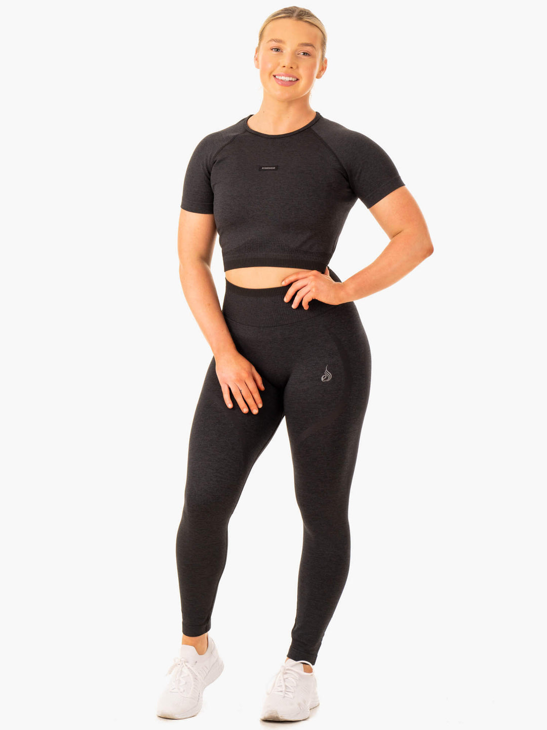 Excel Seamless T-Shirt - Black Marl Clothing Ryderwear 