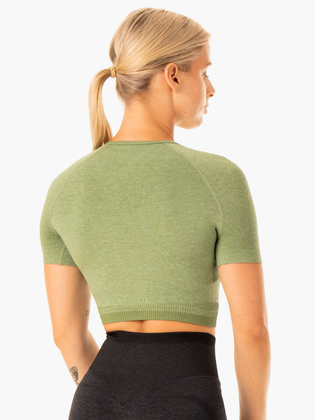 Excel Seamless T-Shirt - Moss Green Marl Clothing Ryderwear 