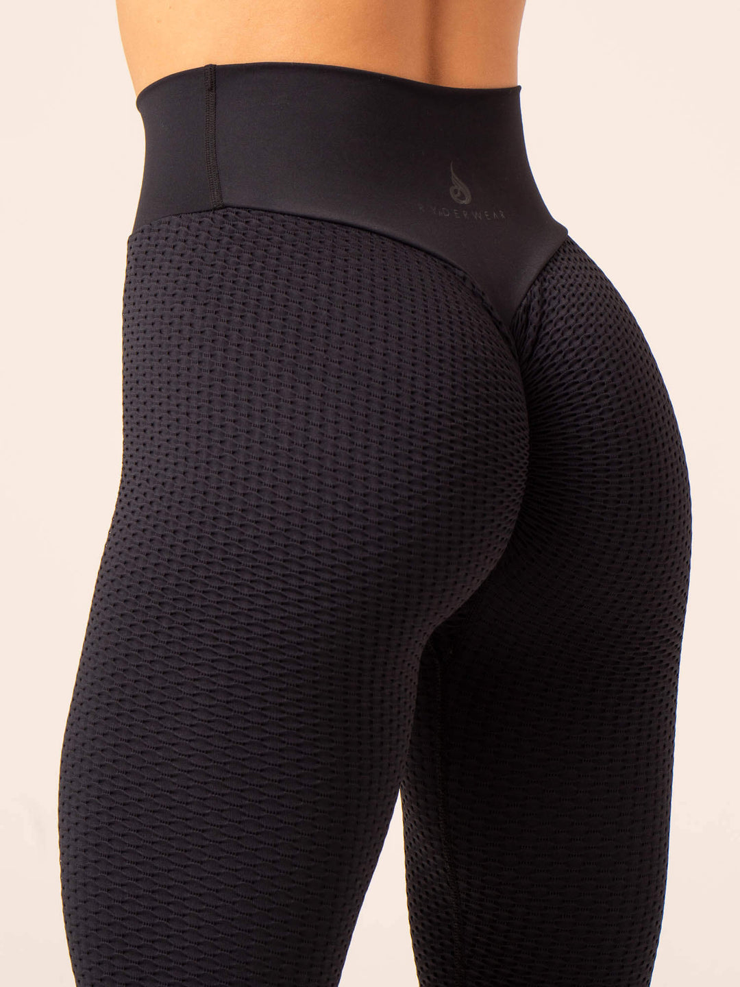 Honeycomb Scrunch Seamless Leggings - Black - Ryderwear
