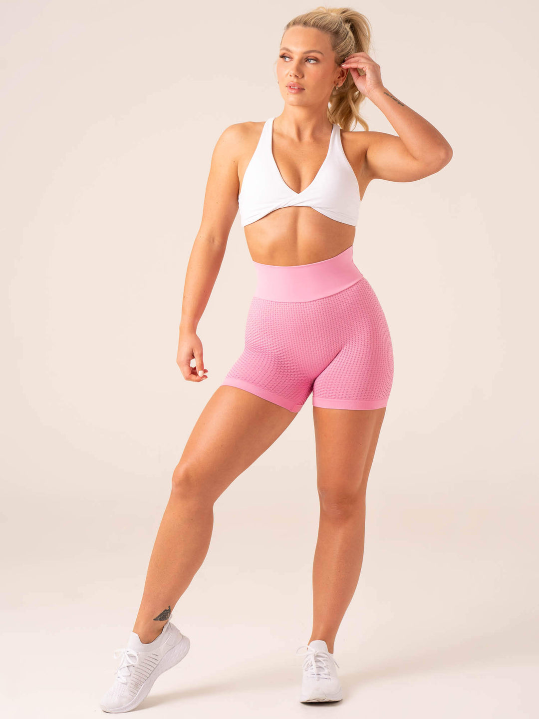 Honeycomb Scrunch Seamless Shorts - Candy Pink Clothing Ryderwear 