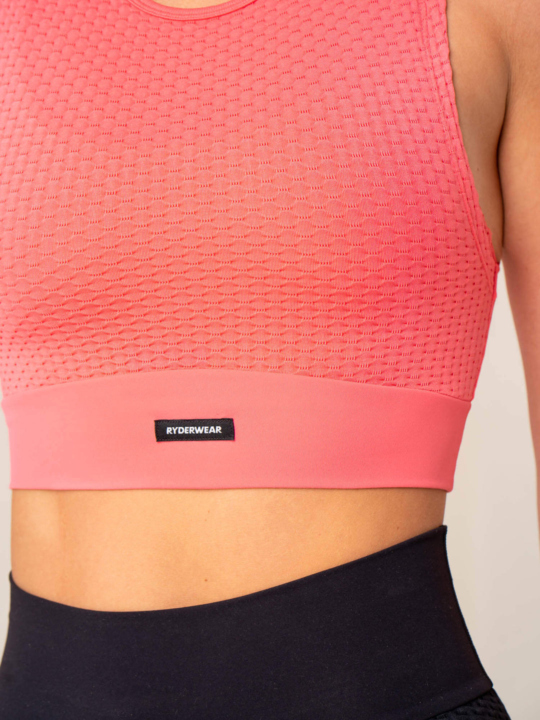 Honeycomb Seamless Tank - Coral Pink Clothing Ryderwear 