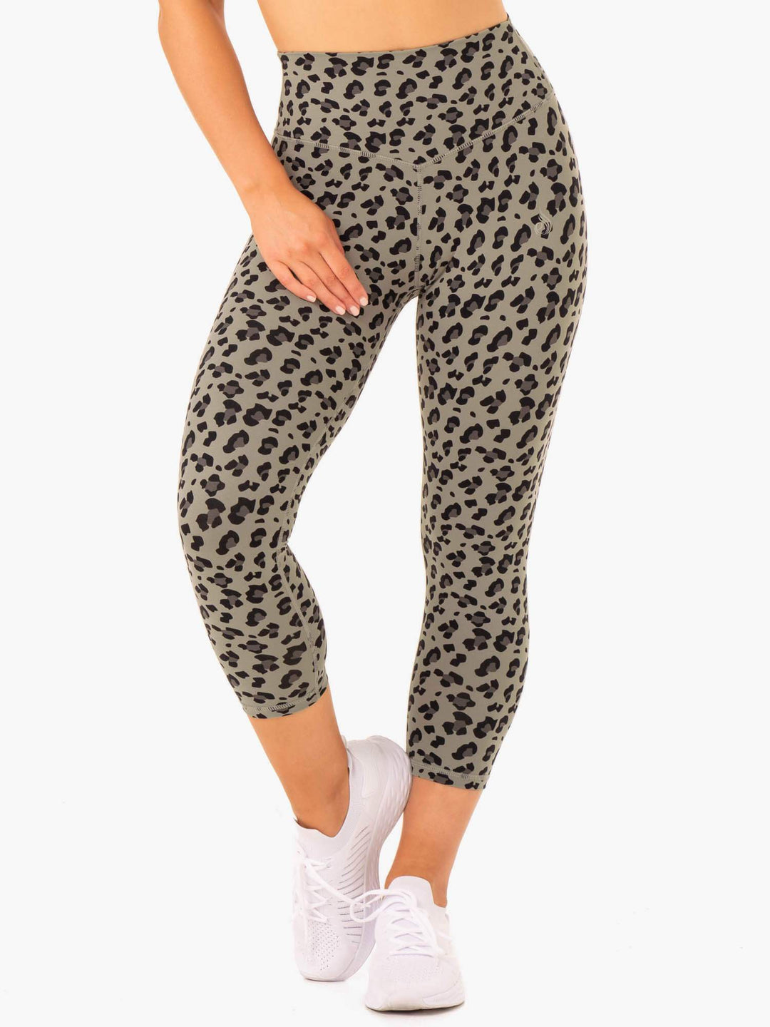 Hybrid 7/8 Leggings - Khaki Leopard Clothing Ryderwear 
