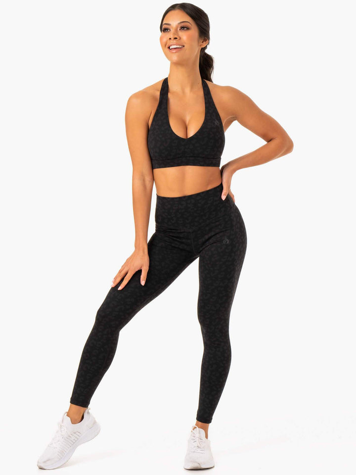 Hybrid Full Length Leggings - Black Leopard - Ryderwear