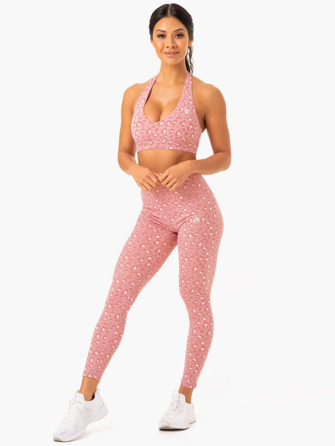 Hybrid Full Length Leggings - Pink Leopard Clothing Ryderwear 