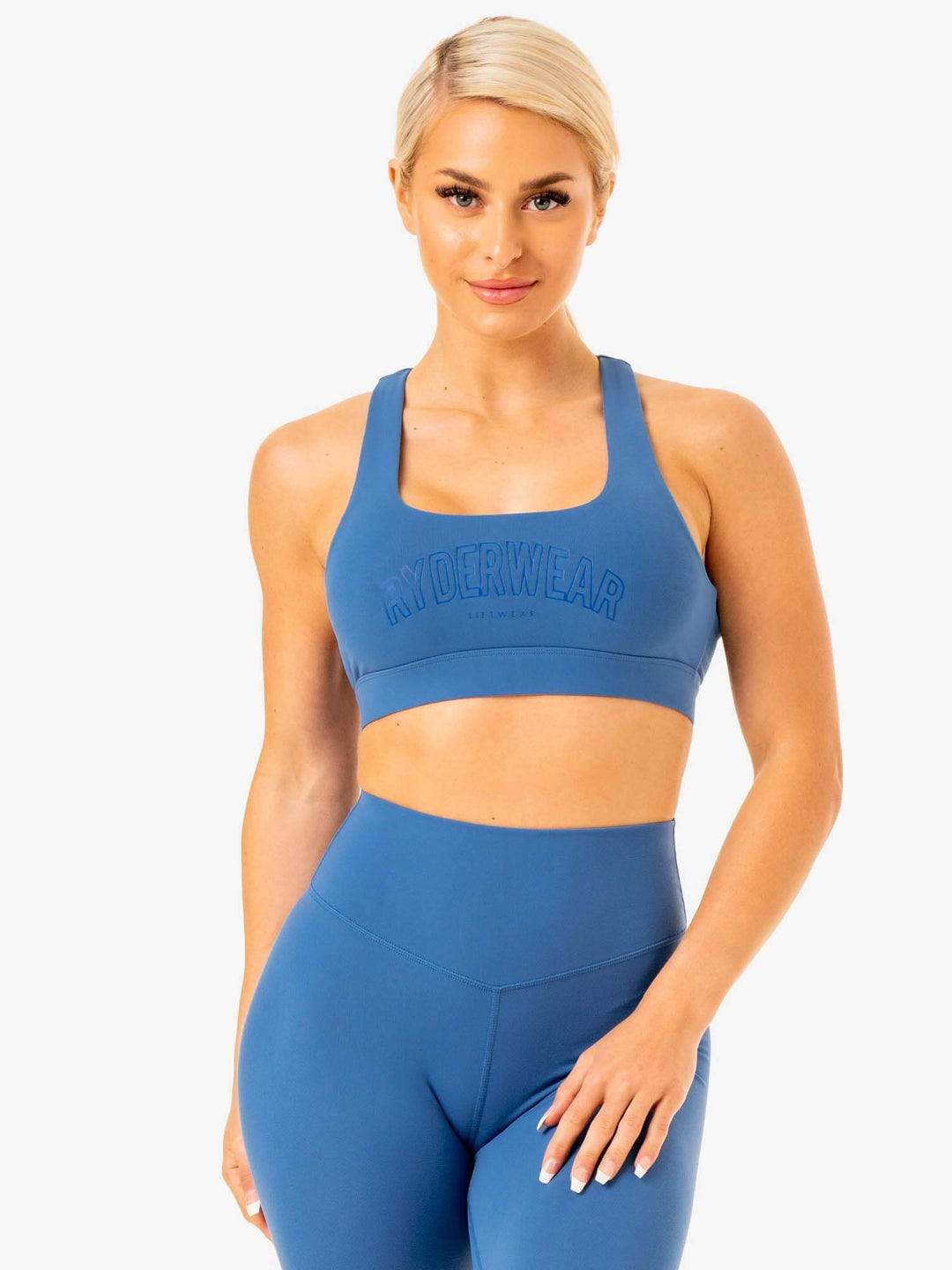 Knockout Racer Back Sports Bra - Blue Clothing Ryderwear