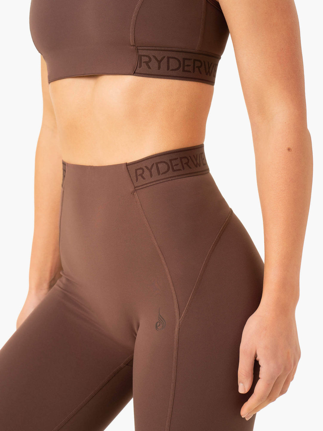 Level Up High Waisted Scrunch Leggings - Chocolate Clothing Ryderwear 