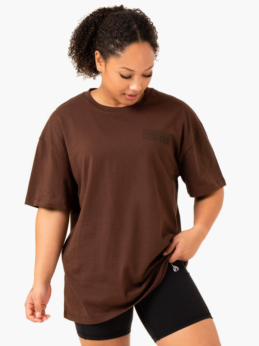 Level Up Oversized T-Shirt - Chocolate Clothing Ryderwear 