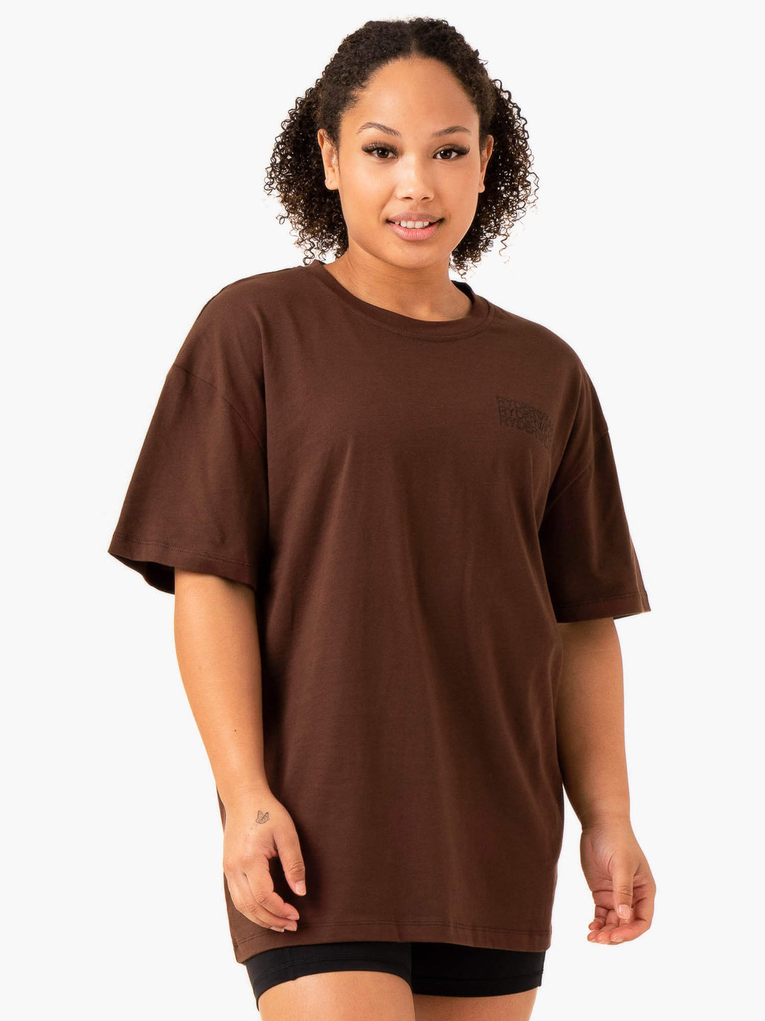 Level Up Oversized T-Shirt - Chocolate Clothing Ryderwear 