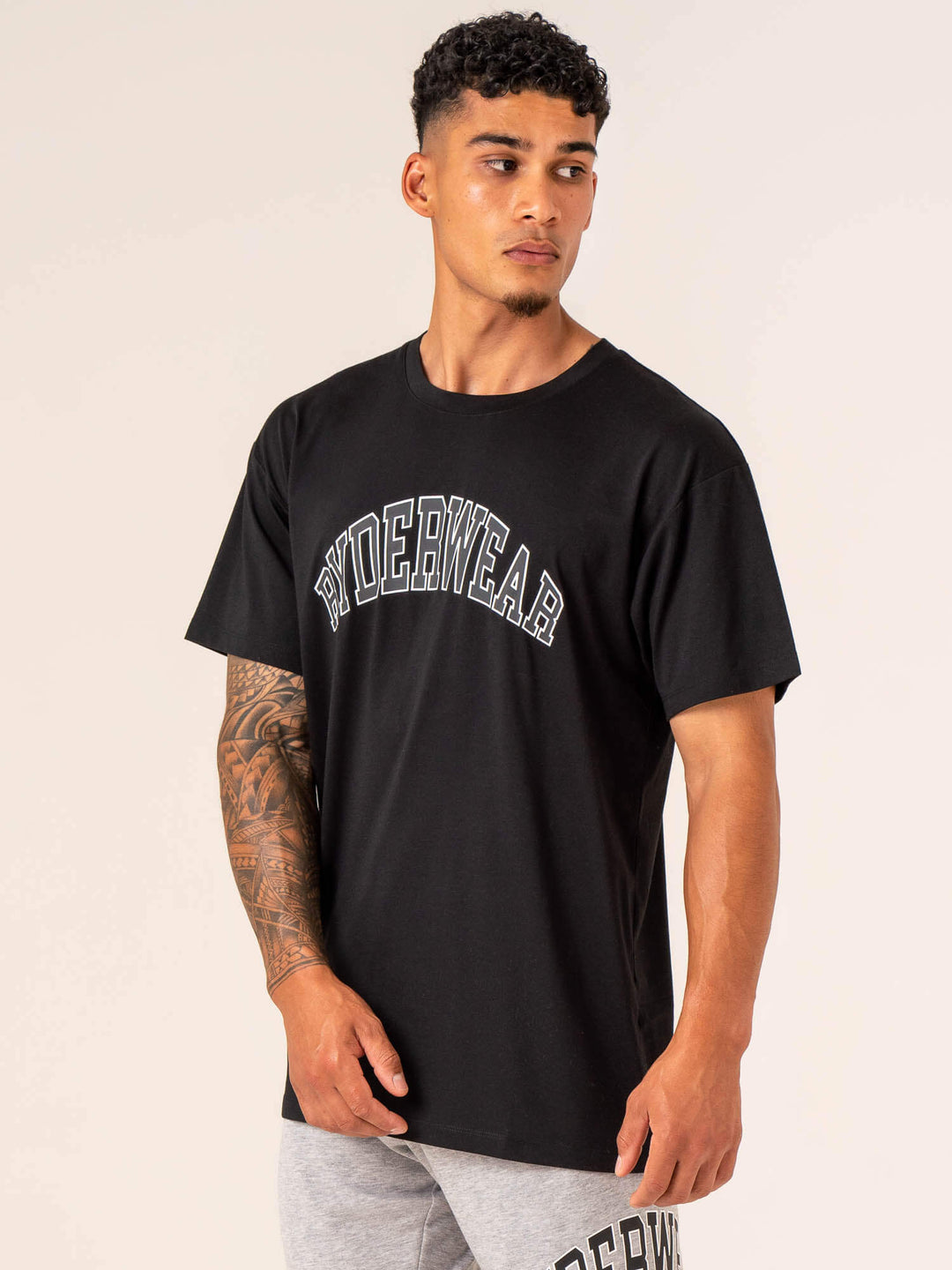 Men's Collegiate T-Shirt - Black Clothing Ryderwear 