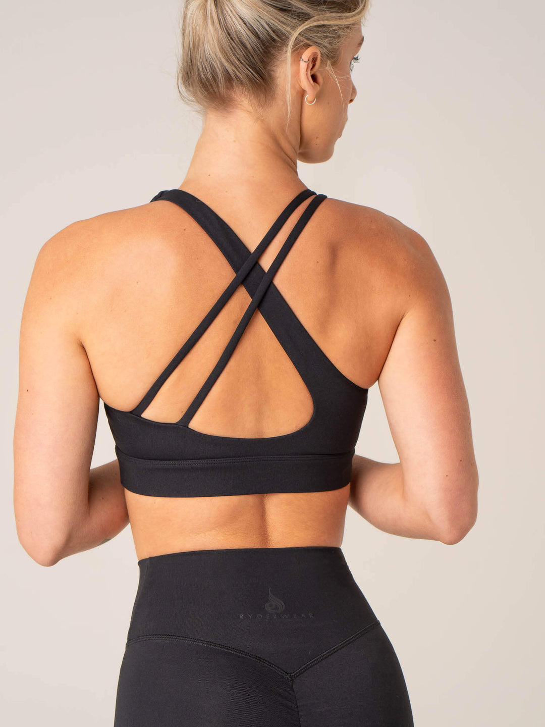 Momentum V-Neck Sports Bra - Black Clothing Ryderwear