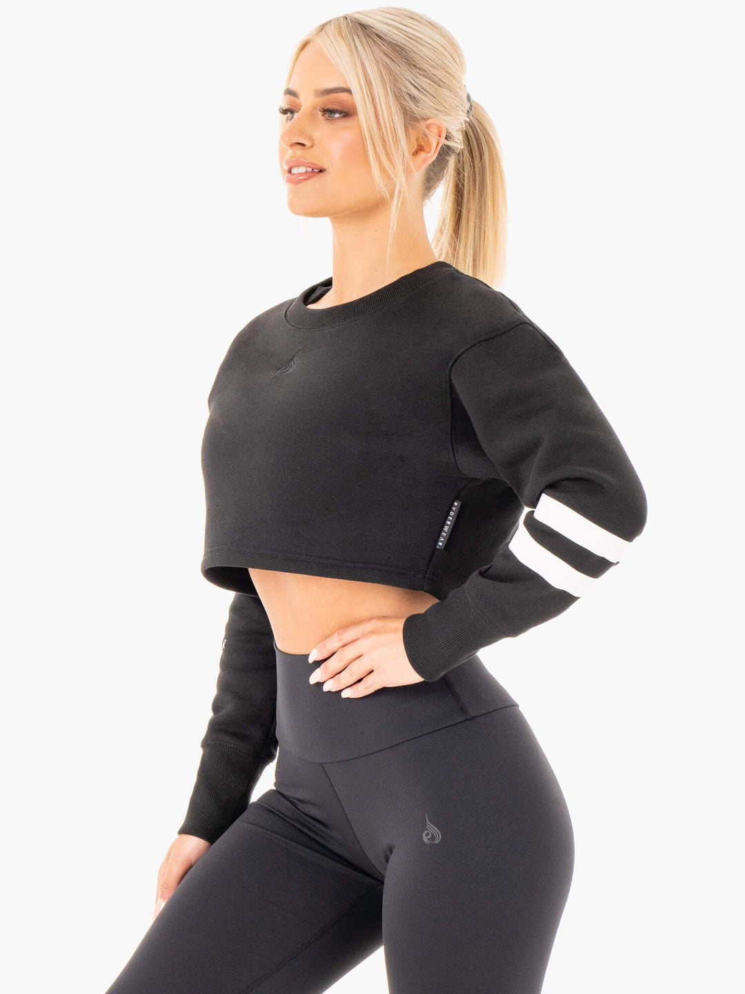 Motion Cropped Sweater - Black Clothing Ryderwear 