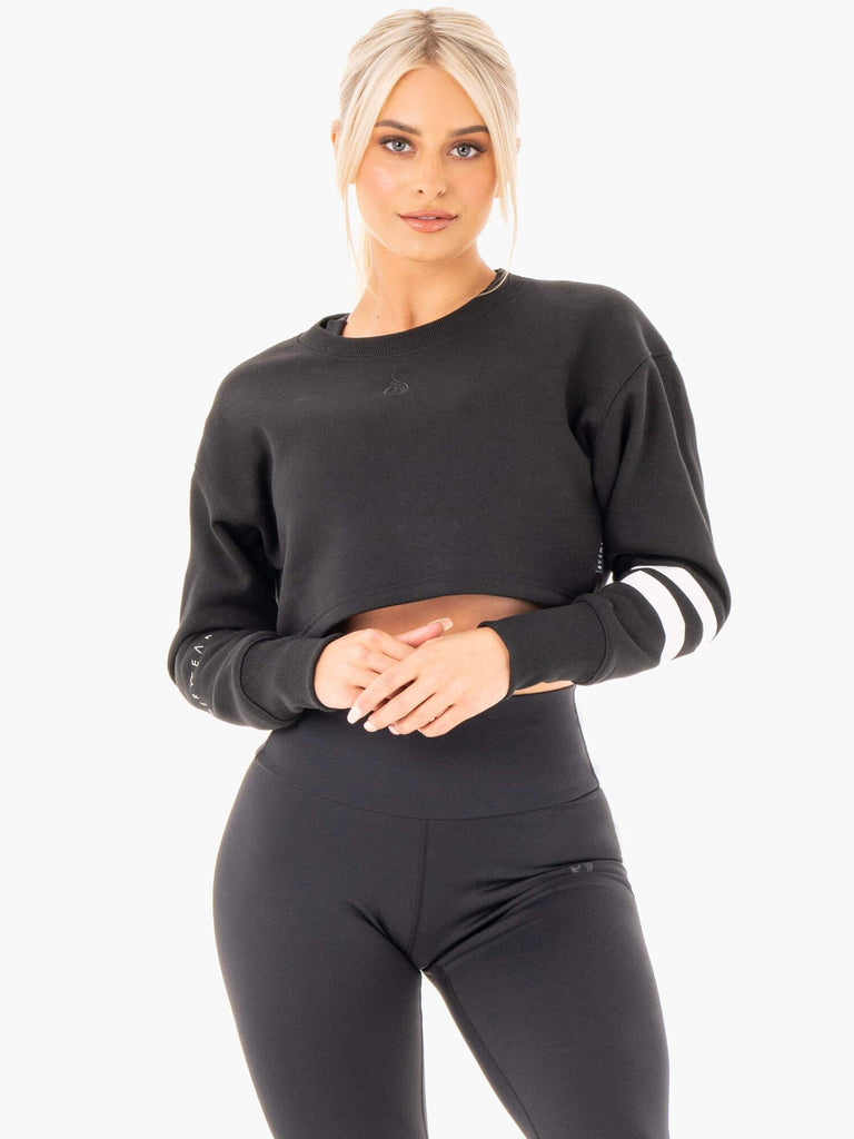 Motion Cropped Sweater - Black - Ryderwear