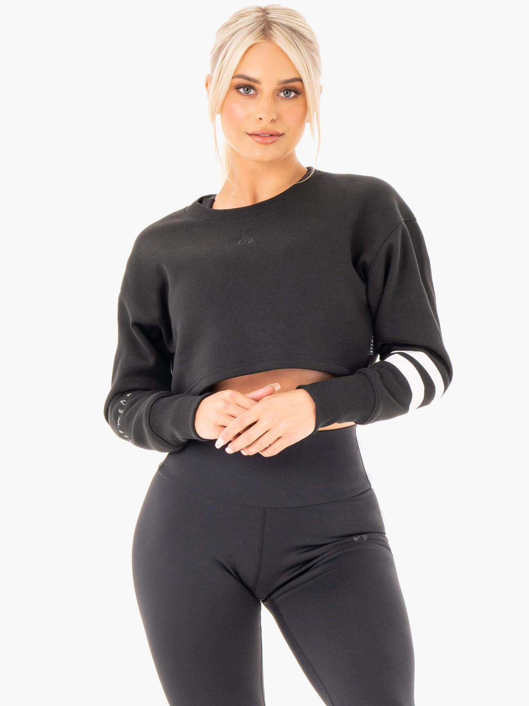Motion Cropped Sweater - Black Clothing Ryderwear 
