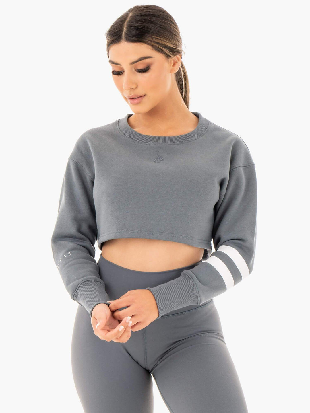 Motion Cropped Sweater - Charcoal Clothing Ryderwear 